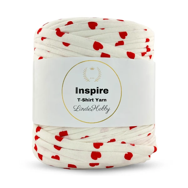 LindeHobby Inspire Print 04 Hvid med røde hjerter