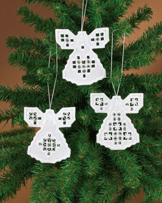 Broderikit Hardanger engle 3 pak 10 x 10 cm