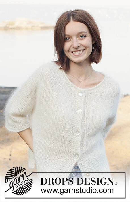 258-18 Wispy Dandelion Cardigan by DROPS Design