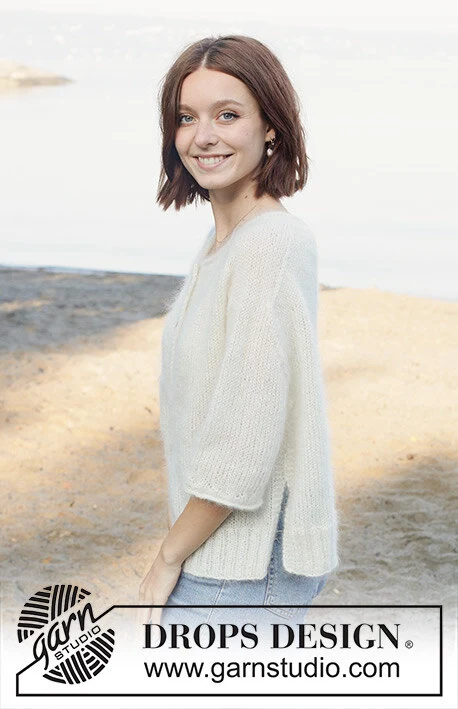 258-18 Wispy Dandelion Cardigan by DROPS Design