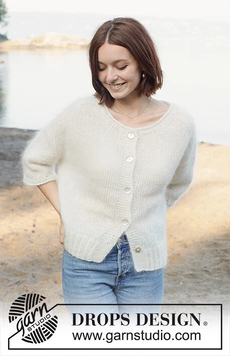 258-18 Wispy Dandelion Cardigan by DROPS Design
