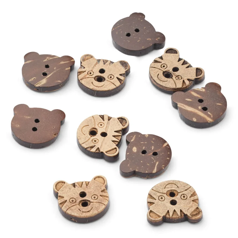 LindeHobby Coconut Button, Tiger, 10 pcs