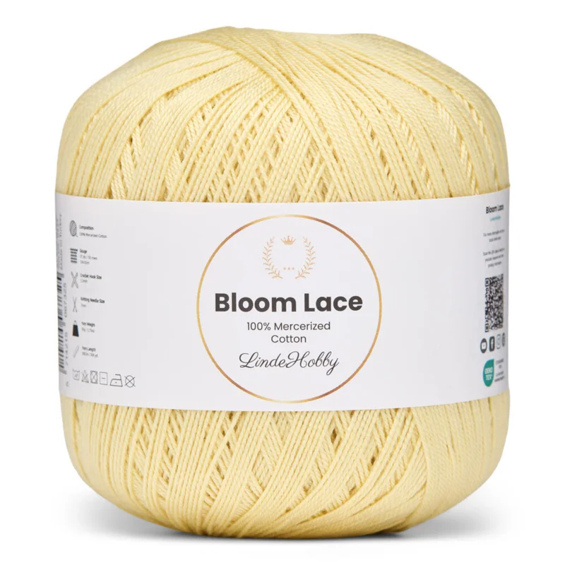 LindeHobby Bloom Lace Mercerized Cotton 21 Blød gul