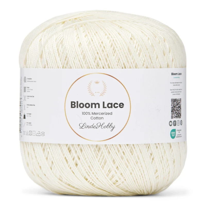 LindeHobby Bloom Lace Mercerized Cotton 30 Naturhvid