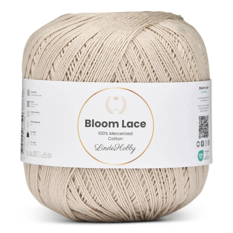 LindeHobby Bloom Lace Mercerized Cotton 39 Perlegrå