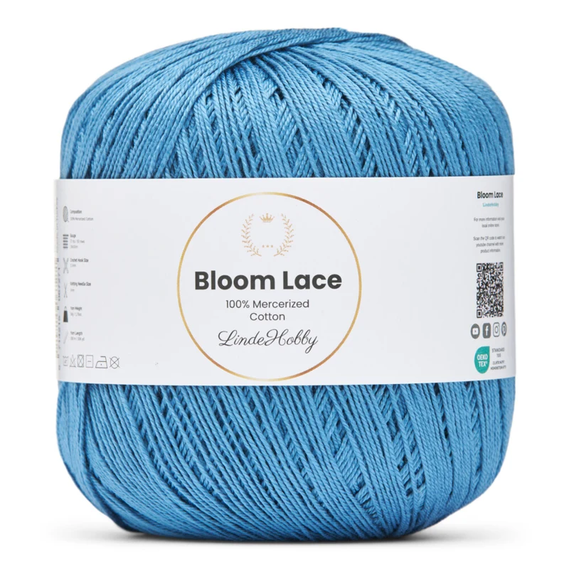 LindeHobby Bloom Lace Mercerized Cotton 16 Denimblå