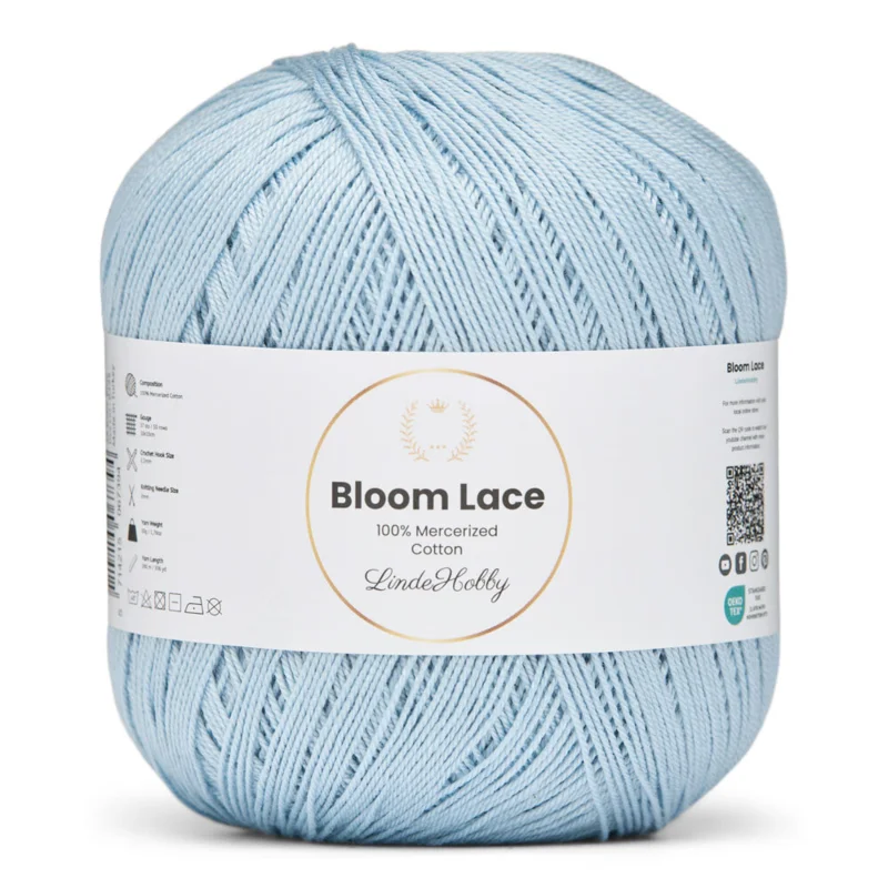 LindeHobby Bloom Lace Mercerized Cotton 28 Babyblå