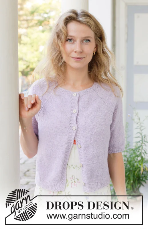 257-10 Lavender Dust Cardigan by DROPS Design