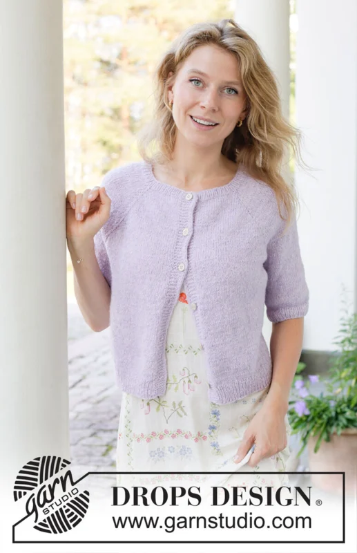 257-10 Lavender Dust Cardigan by DROPS Design