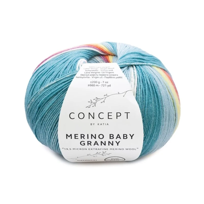 Katia Concept Merino Baby Granny 503 Pastelgrøn-pastelblå-pastelgul