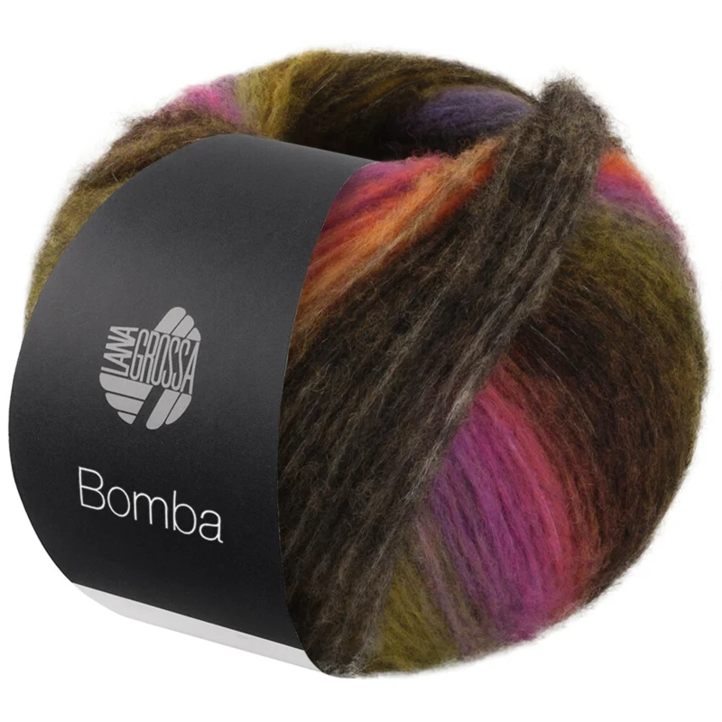 Lana Grossa Bomba 01 Mørkegrå/brombær/orange/gul-/mørkegrøn/blå