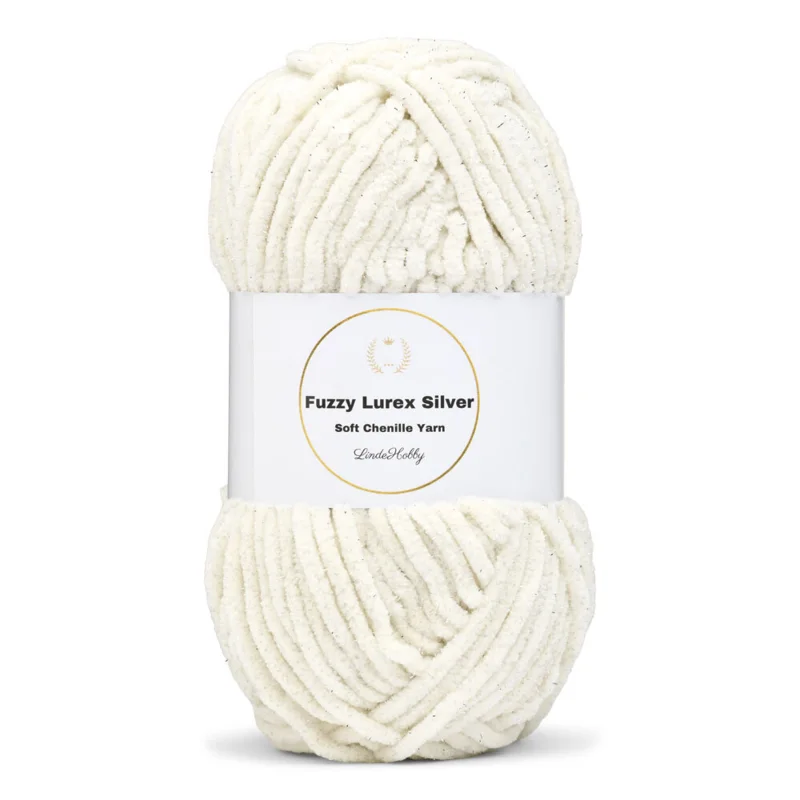 LindeHobby Fuzzy Chenille Silver Lurex 10 Creme (lys beige)