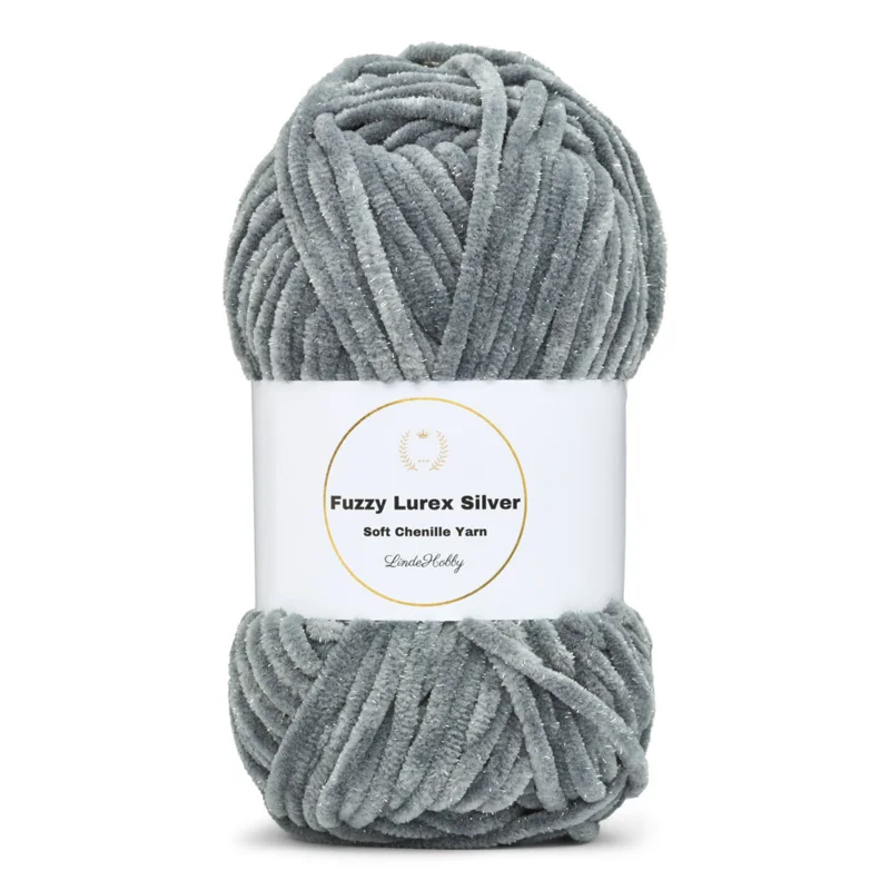 LindeHobby Fuzzy Chenille Silver Lurex 05 Mørkegrå
