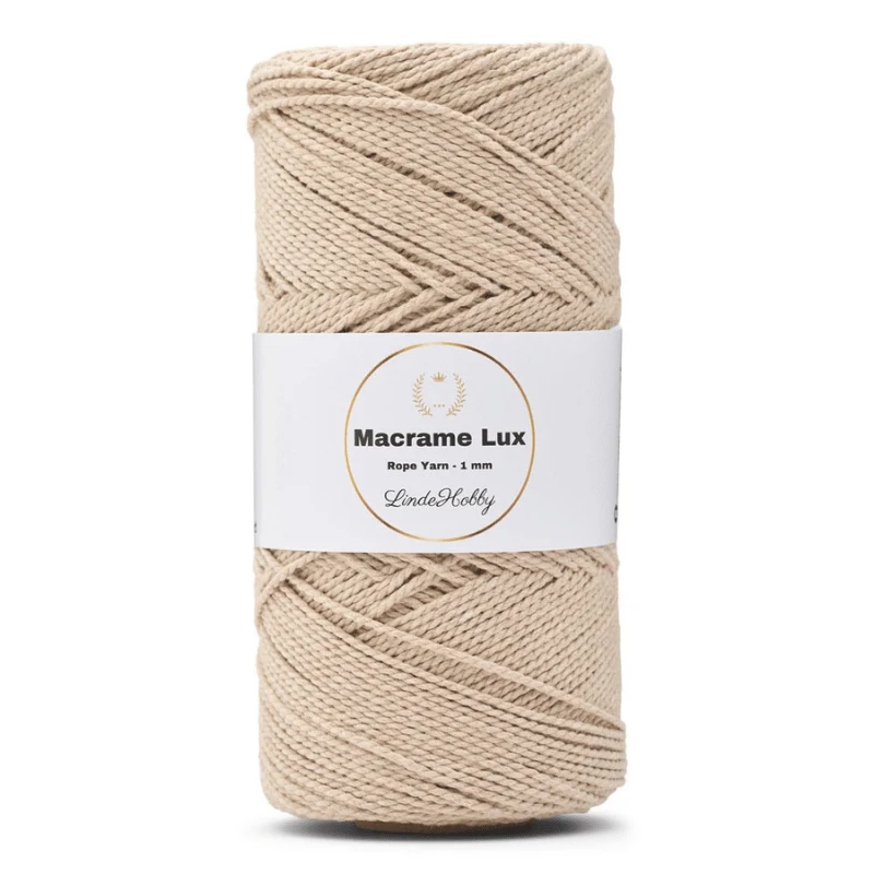 LindeHobby Macrame Lux, Knyttegarn, 1 mm 05 Beige