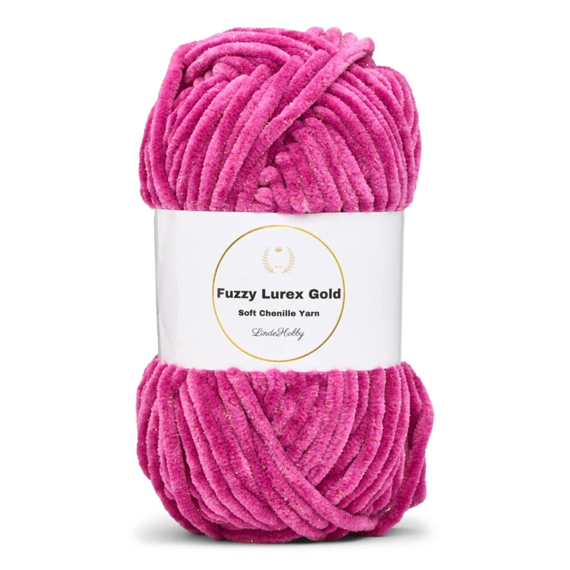 LindeHobby Fuzzy Chenille Gold Lurex 44 Lys fuchsia