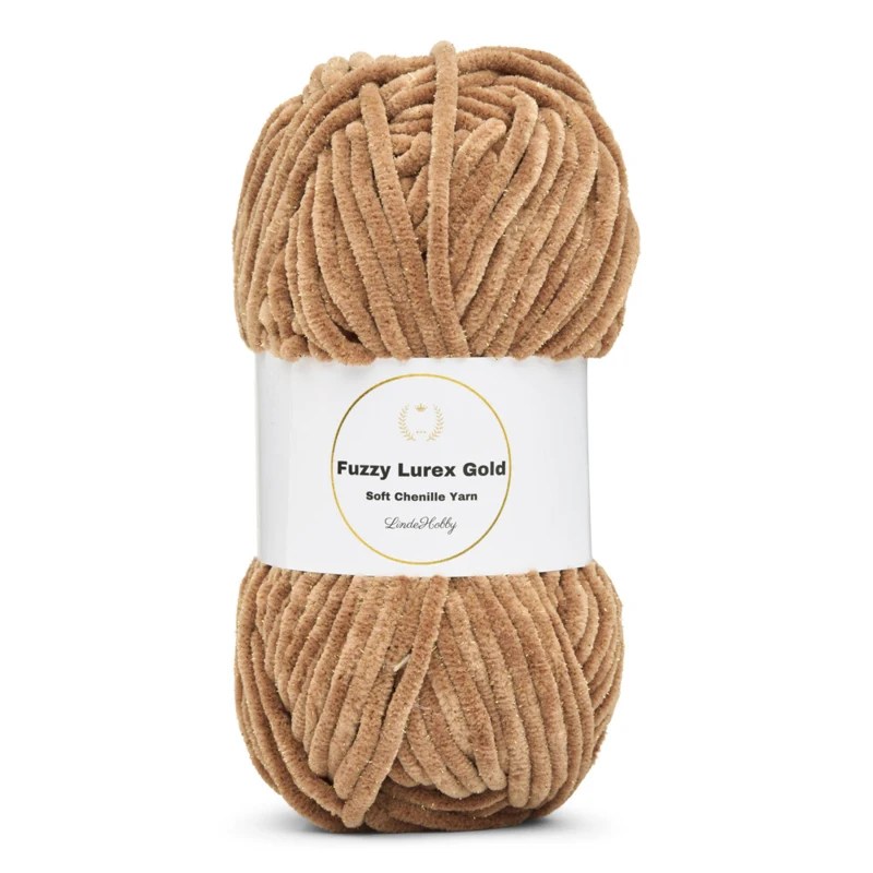 LindeHobby Fuzzy Chenille Gold Lurex 22 Nescafé