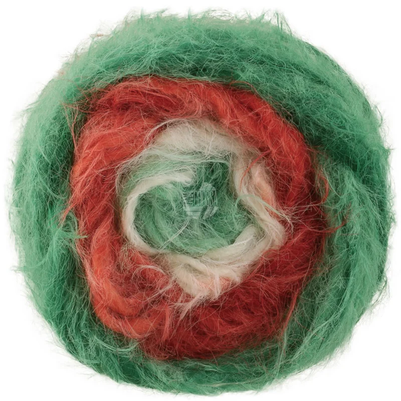 Lana Grossa Basta Mista 799 Grøn/Hvid/Rød