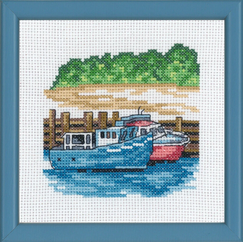 Broderikit Blå motorbåde R5592 13 x 13 cm