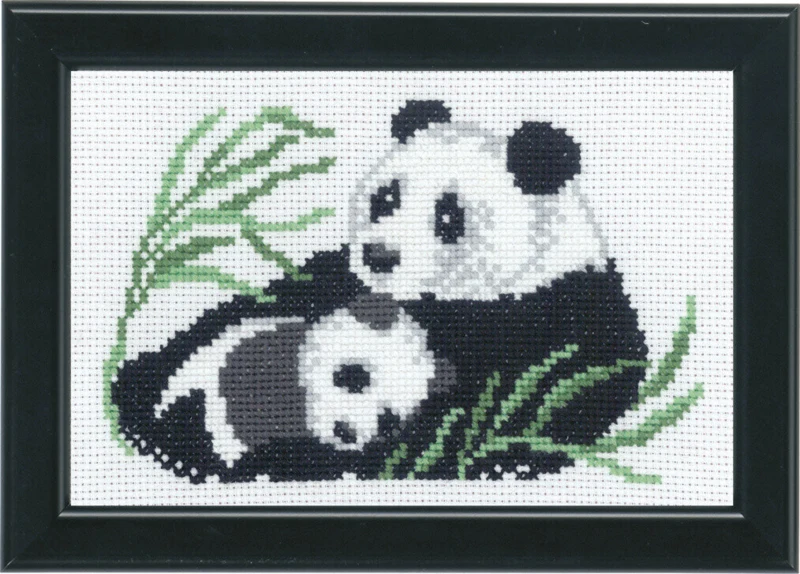Broderikit Panda m/unge 14 x 9 cm
