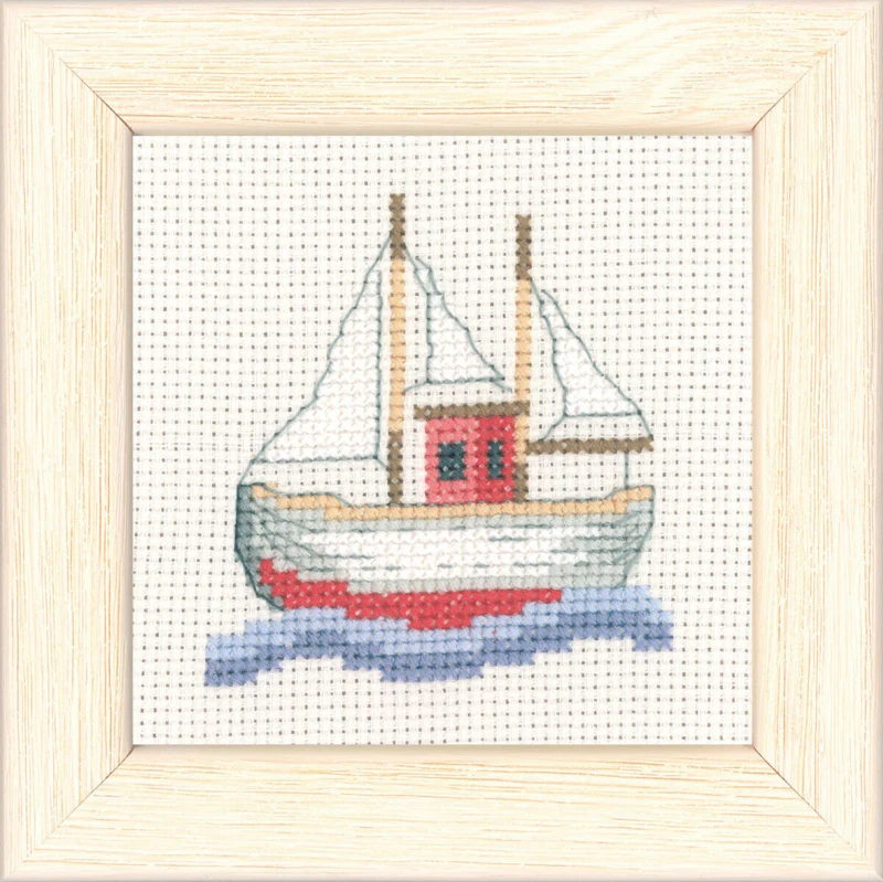 Broderikit Fiskerbåd 9 x 9 cm R5376