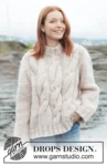 264-33 Ivory Cable Sweater by DROPS Design