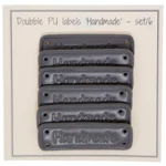 Go Handmade Dobbelt Label, PU læder, 5 x 1,5 cm, Handmade, 6 stk Mørkegrå