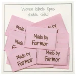 Go Handmade Vævet Label, Dobbeltsidet, Pink, 35 x 19 mm, 10 stk Made by Farmor