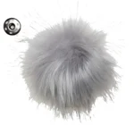 Go Handmade Pompon m. trykknap, 10 cm 17263 Grå
