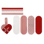 Flettede julehjerter Hvid/rød, mønstret