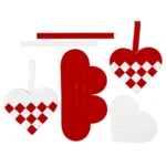 Flettede julehjerter Hvid/rød