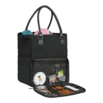 Skuldertaske med lynlåslomme, sort