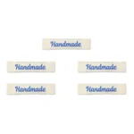 LindeHobby Handmade Label, Lang Natur, blå, Magnolia Script