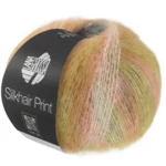 Lana Grossa Silkhair Print 440 Vanilje/creme/orange/turkis/sennepsgul/bær