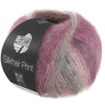 Lana Grossa Silkhair Print 436 Taupe/mintgrøn/lys beige/cyklamen/bourgogne