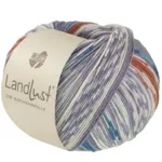 Lana Grossa Landlust Die Sockenwolle 614 Grå/Hvid/Lyse-/Mørkpetrol/Okkergul/Majgrøn