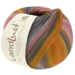 Lana Grossa Landlust Die Sockenwolle 132 Orange/Æggeblomme/Lakseorange/Grå/Gråbeige/Sartrosa/Rosa/Nellike/Lysgrå stribet