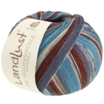 Lana Grossa Landlust Die Sockenwolle 719 Grå/Turkisblå/Hvid/Mørkebrun/Rådyrbrun