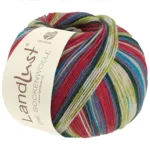 Lana Grossa Landlust Die Sockenwolle 717 Hindbærrød/Violblå/Hvid/Kanelbrun/Majgrøn/Mørkegrøn/Himmelblå