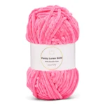 LindeHobby Fuzzy Chenille Gold Lurex 49 Neonlyserød