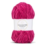 LindeHobby Fuzzy Chenille Gold Lurex 45 Mørk fuchsia