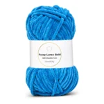 LindeHobby Fuzzy Chenille Gold Lurex 30 Himmelblå